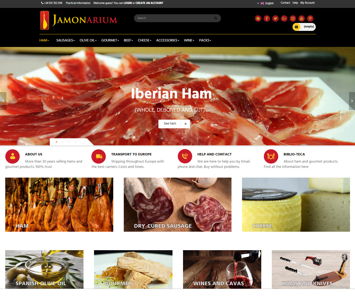 Nous améliorons notre boutique en ligne de jambons et des saucisses ibériques